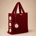 Grand sac en crochet rouge grenade fait main Grenade de Kabylie, création artisanale Nouna Tissages.